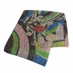 Gianni Versace Animal Pattern Multicolor Lamé Thread Large Shawl Size 150 X